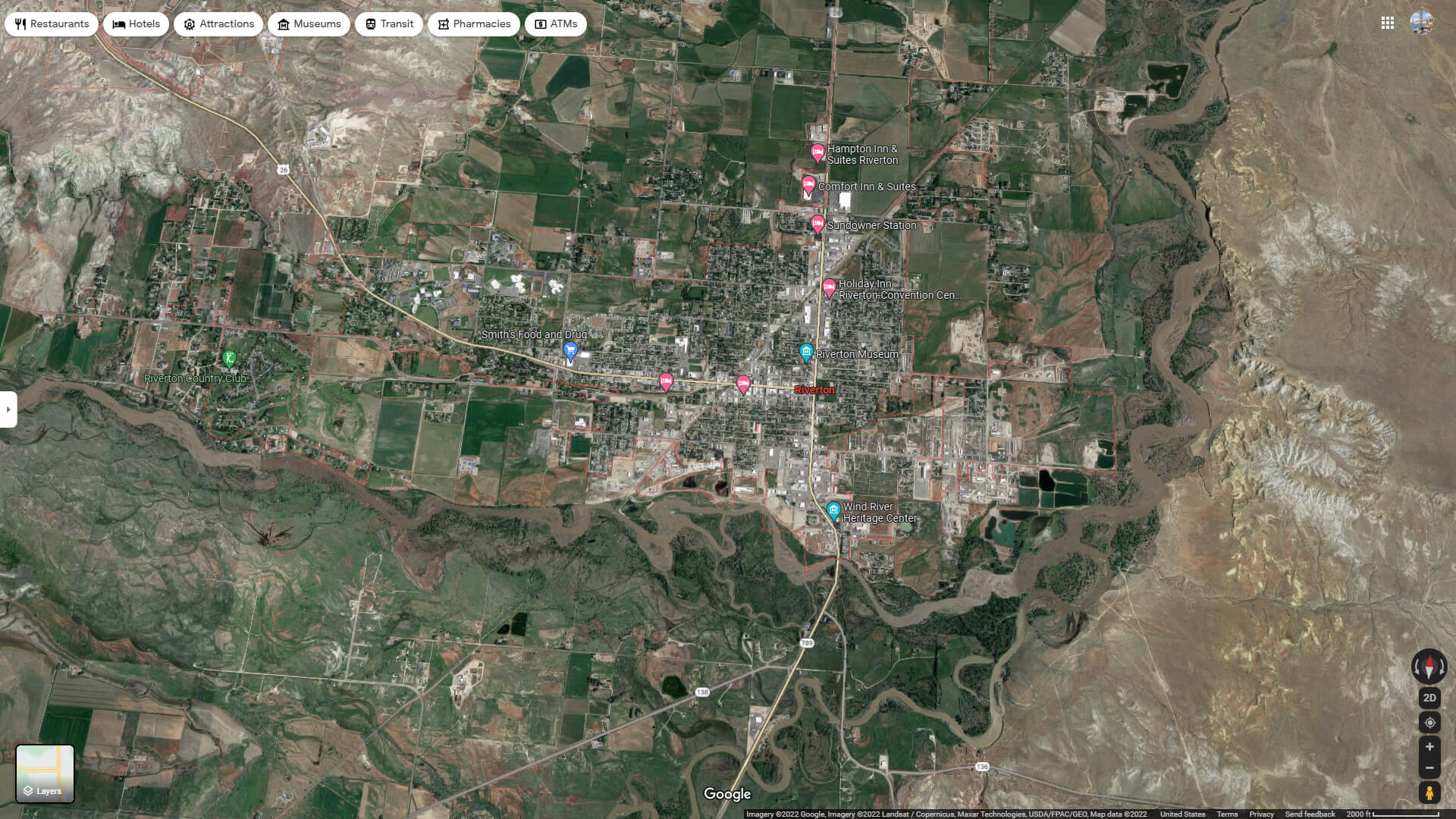 Riverton Aerial Map Wyoming